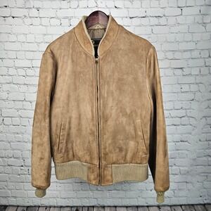 Startown Londontown Vintage Suede Bomber Jacket Men 40 Reg Tan Brown Made in USA